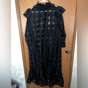 Elegant Black Checkered Dress